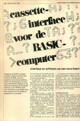 casette-interface voor de BASIC-computer - interface en software op een euro-kaart