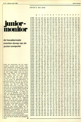 junior-monitor - de hexadecimale monitor-dump van de junior-computer