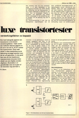 luxe transistortester - versterkingsfaktor zo bepaald