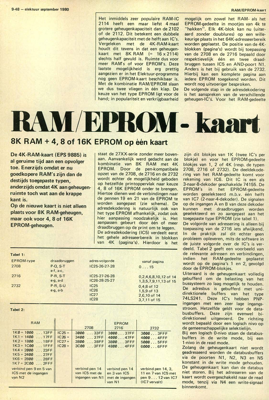 RAM/EPROM-kaart - 8K RAM + 4, 8 of 16K EPROM op één kaart