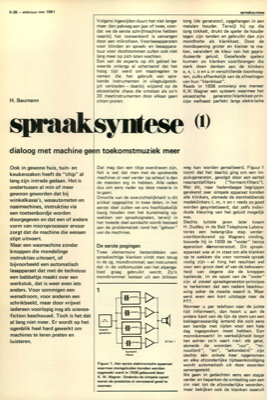 spraaksynthese (1) - dialoog met machine geen toekomstmuziek meer