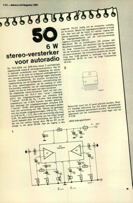 6 W stereo-versterker voor autoradio