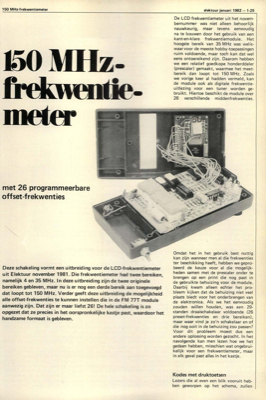 150 MHz-frekwentiemeter - met 26 programmeerbare offset-frekwenties