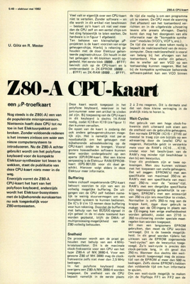 Z80-A CPU-kaart - een µP-troefkaart