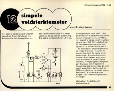 simpele veldsterktemeter - annex kristalontvanger