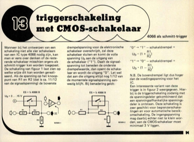 triggerschakeling met CMOS-schakelaar - 4066 als schmitt-trigger