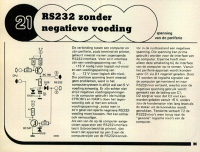 RS 232 zonder negatieve voeding - spanning van de periferie