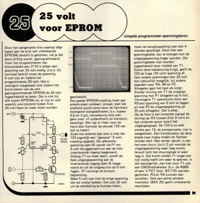 25 volt voor EPROM - simpele programmeer-spanningsbron