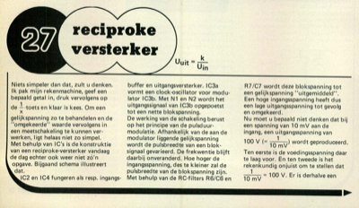 reciproke versterker Uuit = (k/Uin)