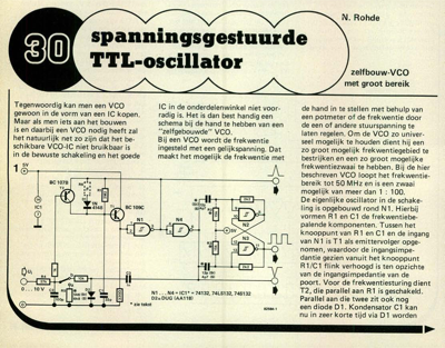 spanningsgestuurde TTL-oscillator - zelfbouw-VCO met groot bereik