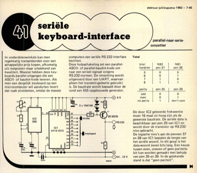 seriële keyboard-interface - parallel-naar-serie-omzetter