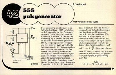 555 pulsgenerator - met variabele duty-cycle