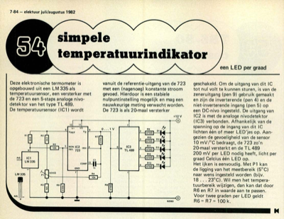 simpele temperatuurindikator - een LED per graad