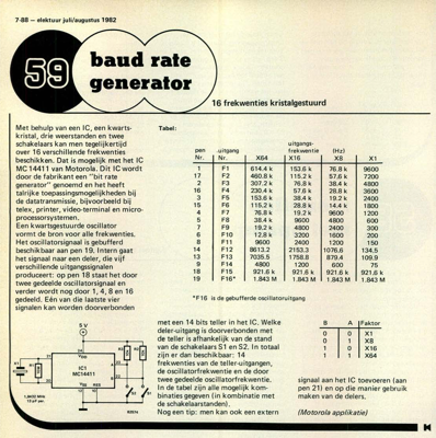 baud rate generator - 16 frekwenties kristalgestuurd