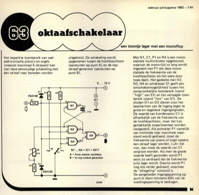 oktaafschakelaar - een toontje lager met een monoflop