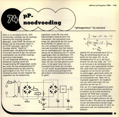 µP-noodvoeding - ""geheugensteun"" bij netuitval