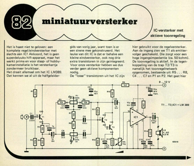 miniatuurversterker - IC-versterker met aktieve toonregeling