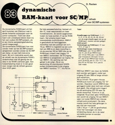 dynamische RAM-kaart voor SC/MP - refresh voor SC/MP-systemen