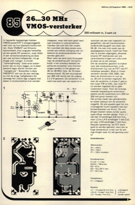 26… 30 MHz VMOS-versterker - 200 milliwatt in, 3 watt uit