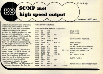 SC/MP met high speed output - data met 19200 baud