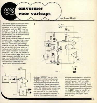 Omvormer voor varicaps - van 3 naar 30 volt