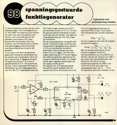 spanningsgestuurde funktiegenerator - frekwentie met gelijkspanning instellen