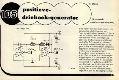 positieve-driehoek-generator - diode werkt negatieve spanning weg