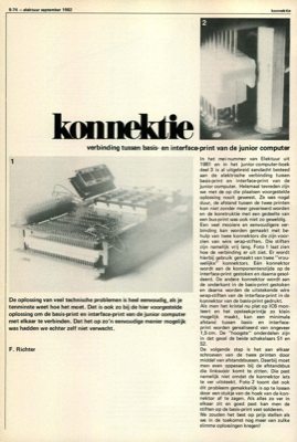 konnektie - verbinding tussen basis- en interface-print van de junior computer