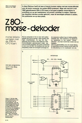Z80-morse-dekoder - morse-tekens vertalen met de z80-A CPU-kaart
