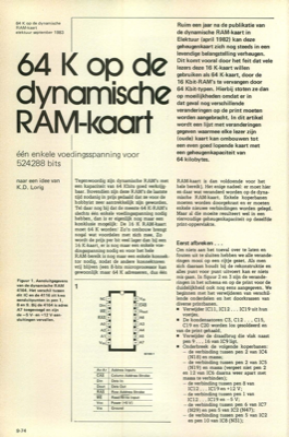 64 K op de dynamische RAM-kaart - één enkele voedingsspanning voor 524288 bits