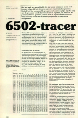 6502-tracer - analyseprogramma voor machinetaalprogramma's