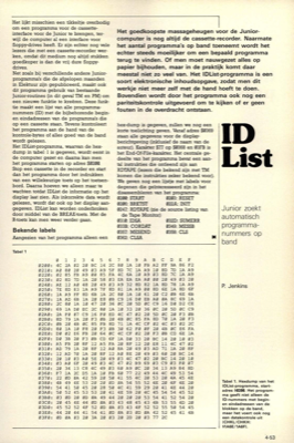 ID List - junior zoekt automatisch programmanummers op band