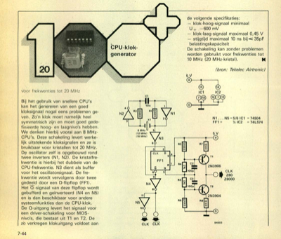 CPU-klokgenerator - voor frekwenties tot 20 MHz