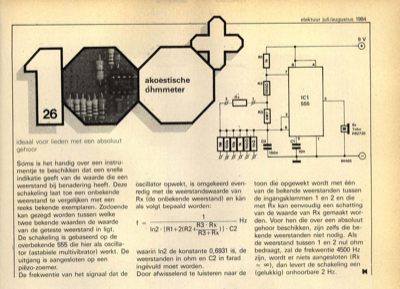 akoestische ohmmeter - ideaal voor lieden met een absoluut gehoor