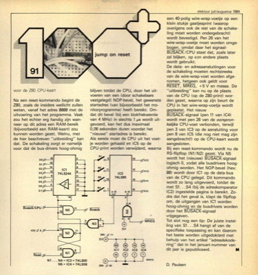 jump on reset - voor de Z80 CPU-kaart