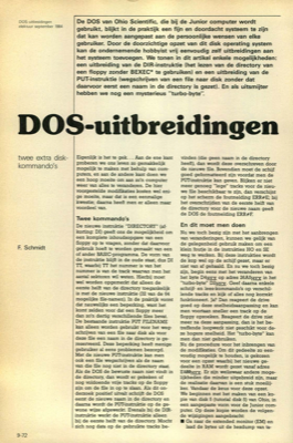 DOS-uitbreidingen - twee extra disk-kommando's