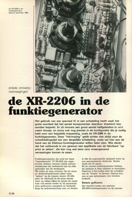 de XR-2206 in de funktiegenerator - enkel ontwerpoverwegingen