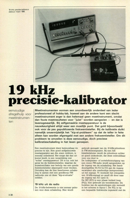 19 kHz precisie-kalibrator - eenvoudige afregelhulp voor meetinstrumenten