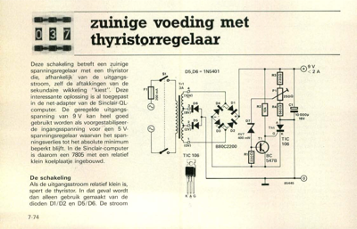 zuinige voeding met thyristorregelaar