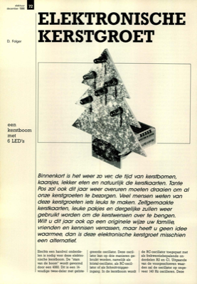 elektronische kerstgroet - een kerstboom met 6 LED's