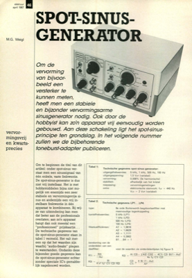 spot-sinus-generator - vervormingsvrij en kwartsprecies