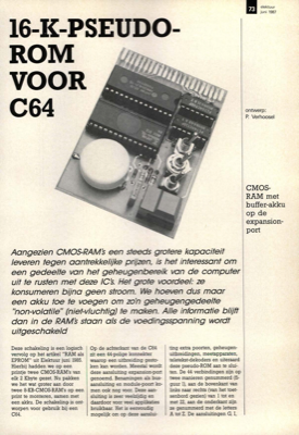 16-K-pseudo-ROM voor C64 - CMOS-RAM met buffer-akku op de expansionport