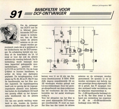 bandfilter voor DCF-ontvanger