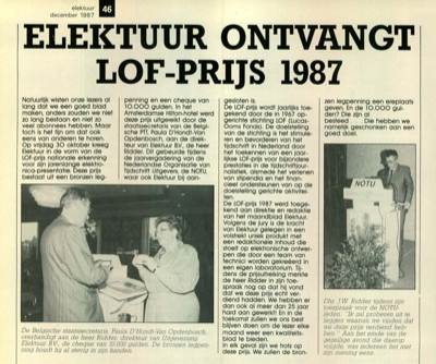 Elektuur ontvangt LOF-prijf 1987