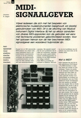 MIDI-signaalgever - testapparaat voor elektronische muziekinstrumenten