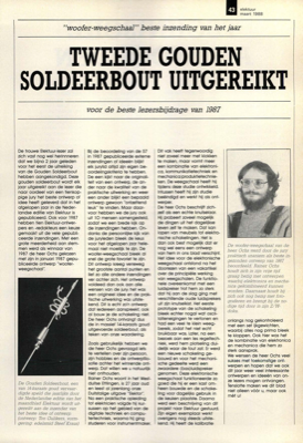 tweede gouden soldeerbout uitgereikt - voor de beste lezersbijdrage van 1987