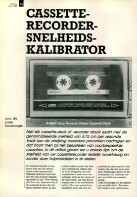 cassetterecorder-snelheidskalibrator - voor de juiste toonhoogte