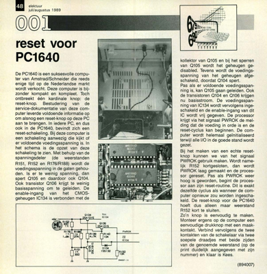 reset voor PC1640