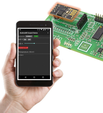 De ESP8266 op het Android I/O-board