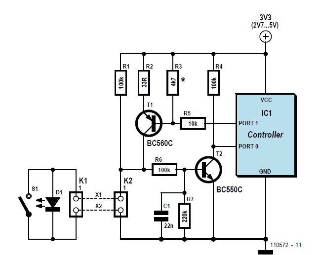 Tweedraads-interface voor LED-toetsen